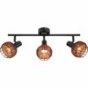 3er Spot Deckenleuchte Buia E14 Rattanoptik