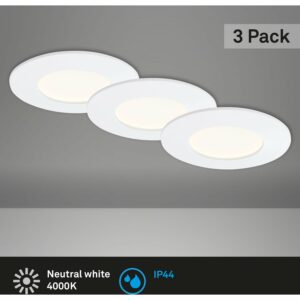 Briloner LED-Einbauleuchte 3er-Set Weiß H: 3 cm Ø: 8