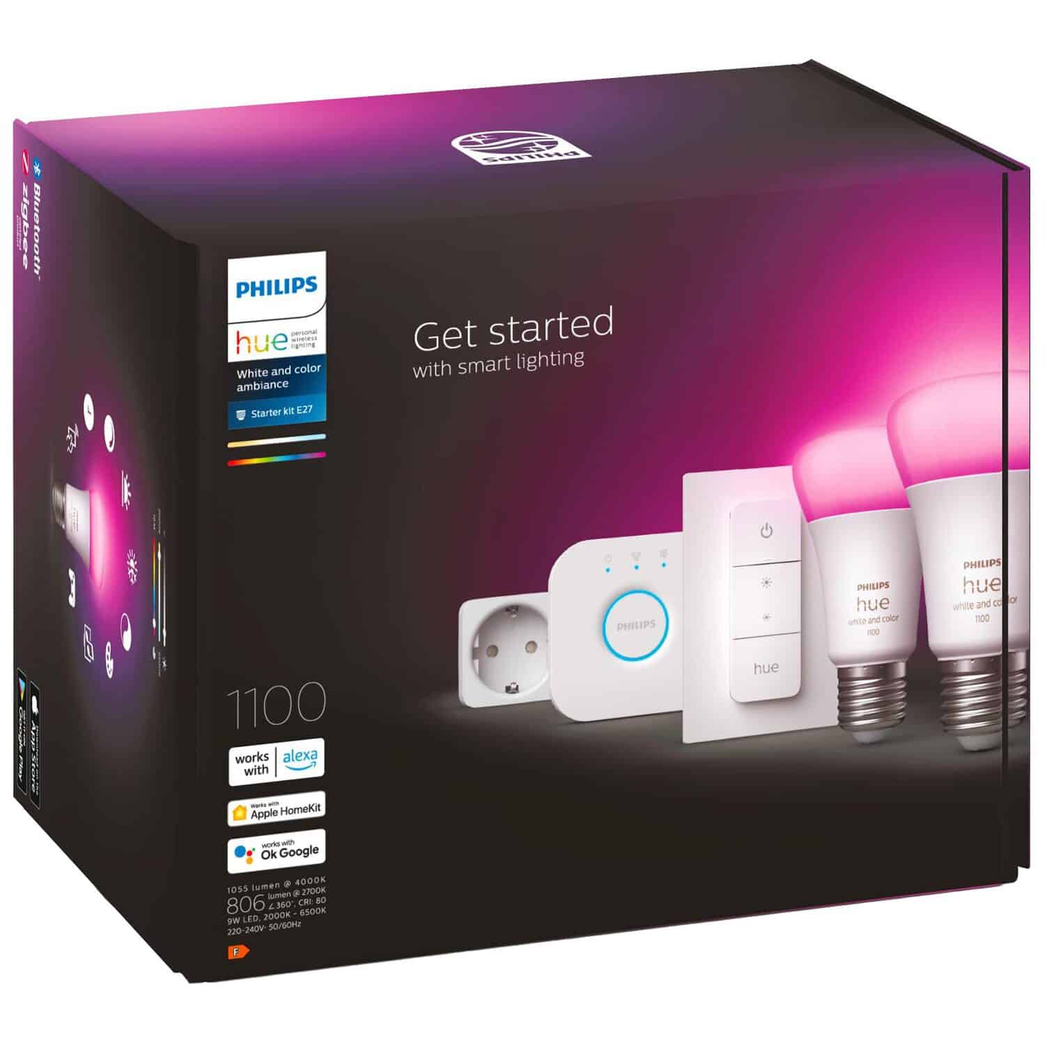 Philips Hue White & Color Ambiance E27/9 W 800 lm 2er Starter-Set DimmerSwitch