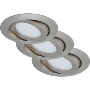 Briloner LED-Einbauleuchte 3er-Set Nickel matt Schwenkbar H: 3 cm Ø: 10