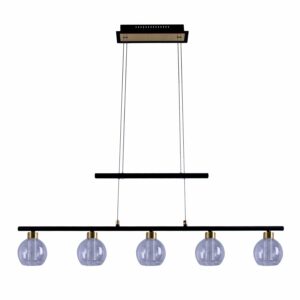 Näve LED-Pendelleuchte Brass Glas Schwarz 90 cm