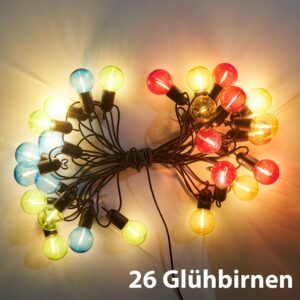 Amare LED-Party-Lichterkette Filamentleuchten mit Timer 26 Glühbirnen 10 m