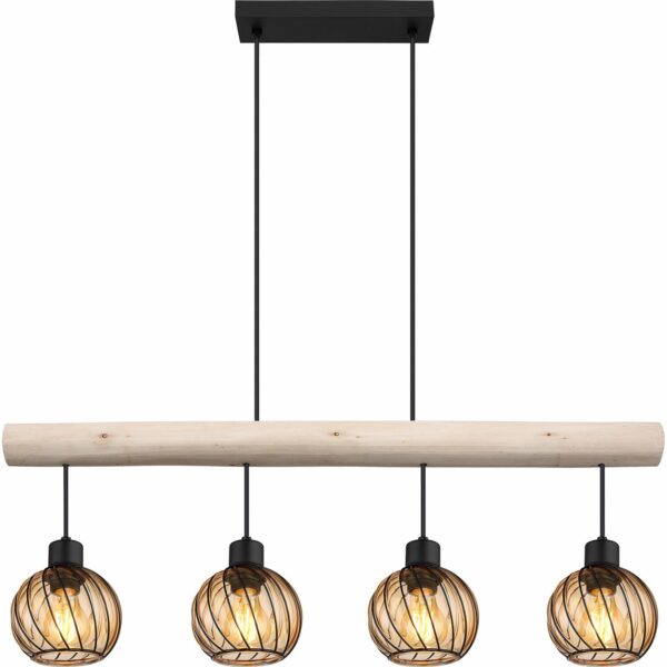 Globo Pendelleuchte Paulo 4-flammig Schwarz matt 820 x 130 x 1200 mm