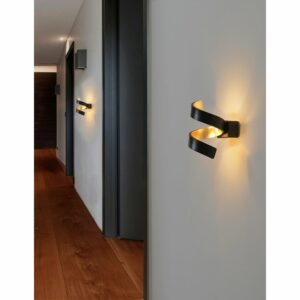 Luce Design LED-Wandleuchte Helix Schwarz-Gold 17 cm x 10 cm x 13 cm