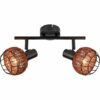 2er Spot Deckenleuchte Buia E14 Rattanoptik