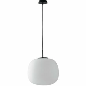 LUCE Design Pendelleuchte Tolomeo Glasschirm Opalweiß Aufhängung Schwarz