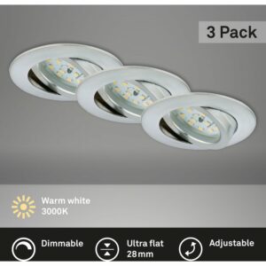 Briloner LED-Einbauleuchte 3er-Set dimmbar