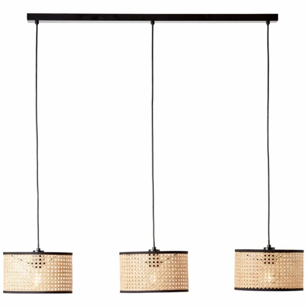 Brilliant Pendelleuchte 3er Wiley Rattan-Schwarz