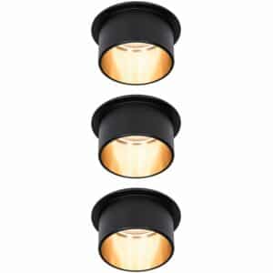 LED Einbauleuchten-Set Gil Coin 3StepDim rd starr 3x6W Schwarz matt/Gold