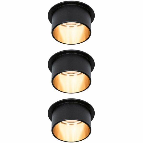 LED Einbauleuchten-Set Gil Coin 3StepDim rd starr 3x6W Schwarz matt/Gold