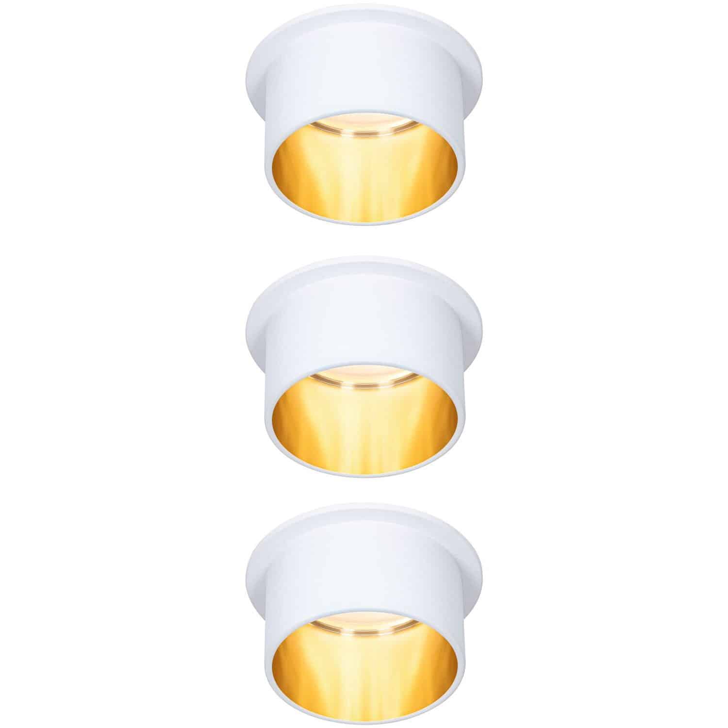 LED Einbauleuchten-Set Gil Coin 3StepDim rd starr 3x6W Weiß matt/Gold