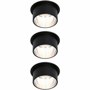 LED Einbauleuchten-Set Gil Coin 3StepDim rd starr 3x6W Schwarz matt/Eisen Alu