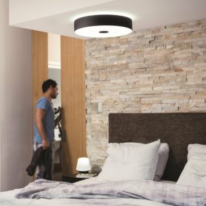 Philips Hue LED Deckenleuchte White Ambiance Fair Schwarz rund inkl. Dimmer