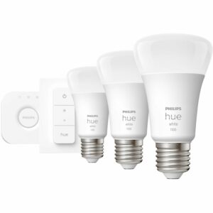 Philips Hue Starter-Set 3x Leuchtmittel E27 inkl. Dimmschalter und Hue Bridge