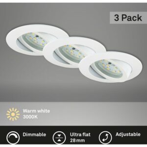 Briloner LED-Einbauleuchte 3er-Set dimmbar