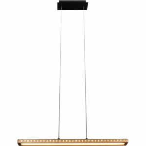 Luce Design LED-Pendelleuchte Solaris 1-flammig Schwarz-Holz 70 cm x 120 cm