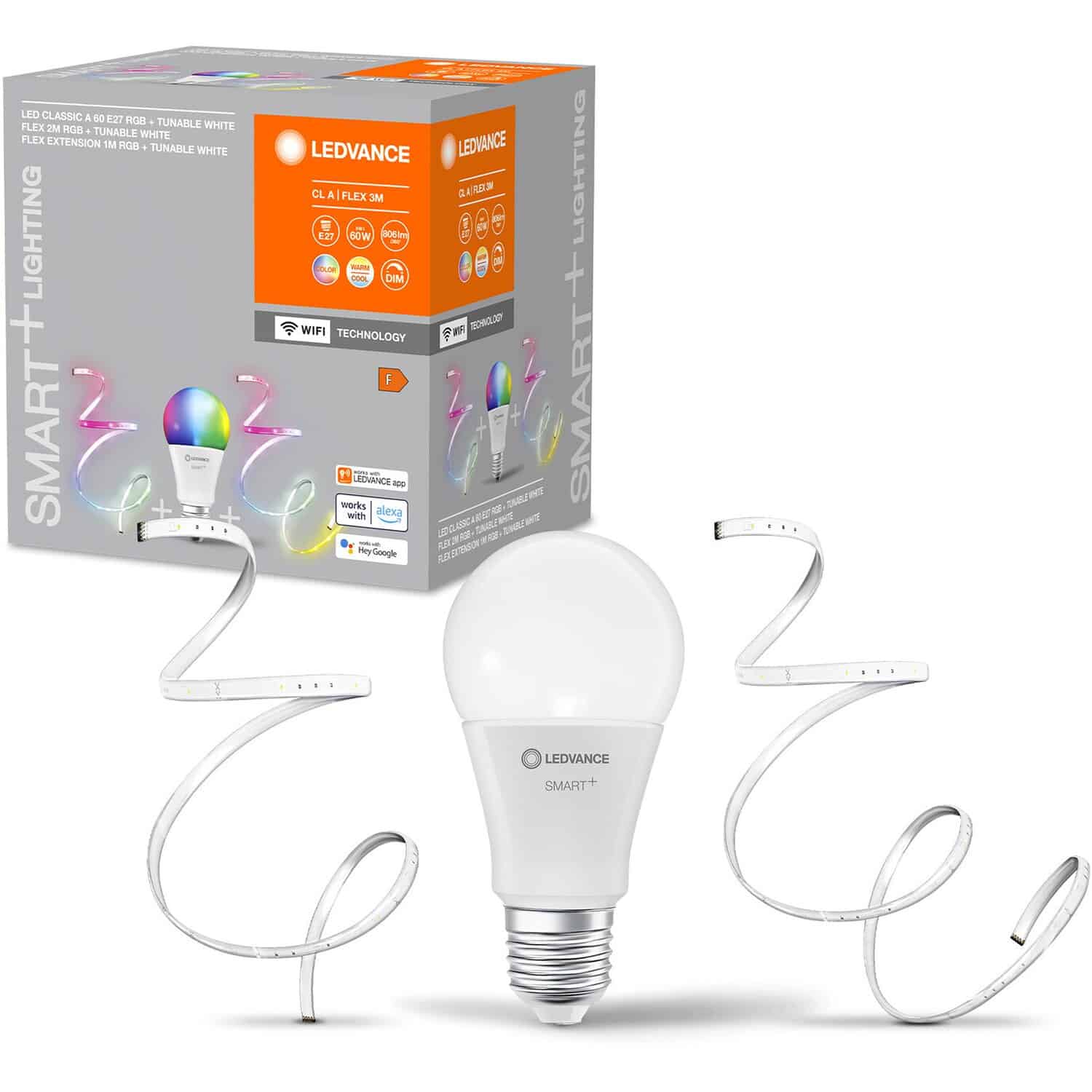 Ledvance Smart+ Leuchtmittel Wifi Classic E27/9 W inkl. 2 x LED-Lichtstreifen