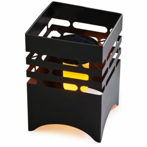 Amare LED-Solargartenfeuer Eckig Schwarz mit Flammeneffekt