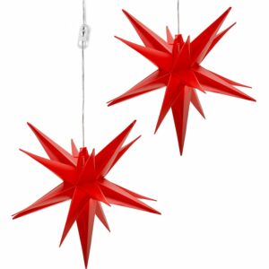 Amare LED-3D-Weihnachtssterne 2er-Set mit Timer Rot Ø 27 cm