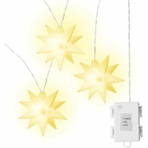 Amare LED-3er-Sternenlichterkette mit Timer Weiß Ø 15 cm