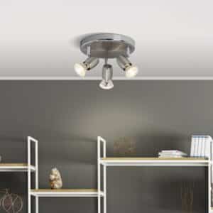 Brilliant LED-Spotrondell Wesley 3-flammig Eisen und Chrom