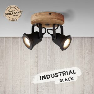 Brilliant Spotrondell Inge 2-flammig Holz dunkel und Schwarz