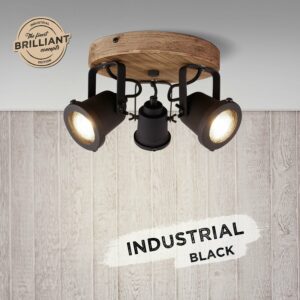 Brilliant Spotrondell Inge 3-flammig Holz dunkel und Schwarz