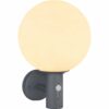 Globo Außenleuchte Ossy Glas Opal Weiß mit Sensor Ø 25 cm Anthrazit