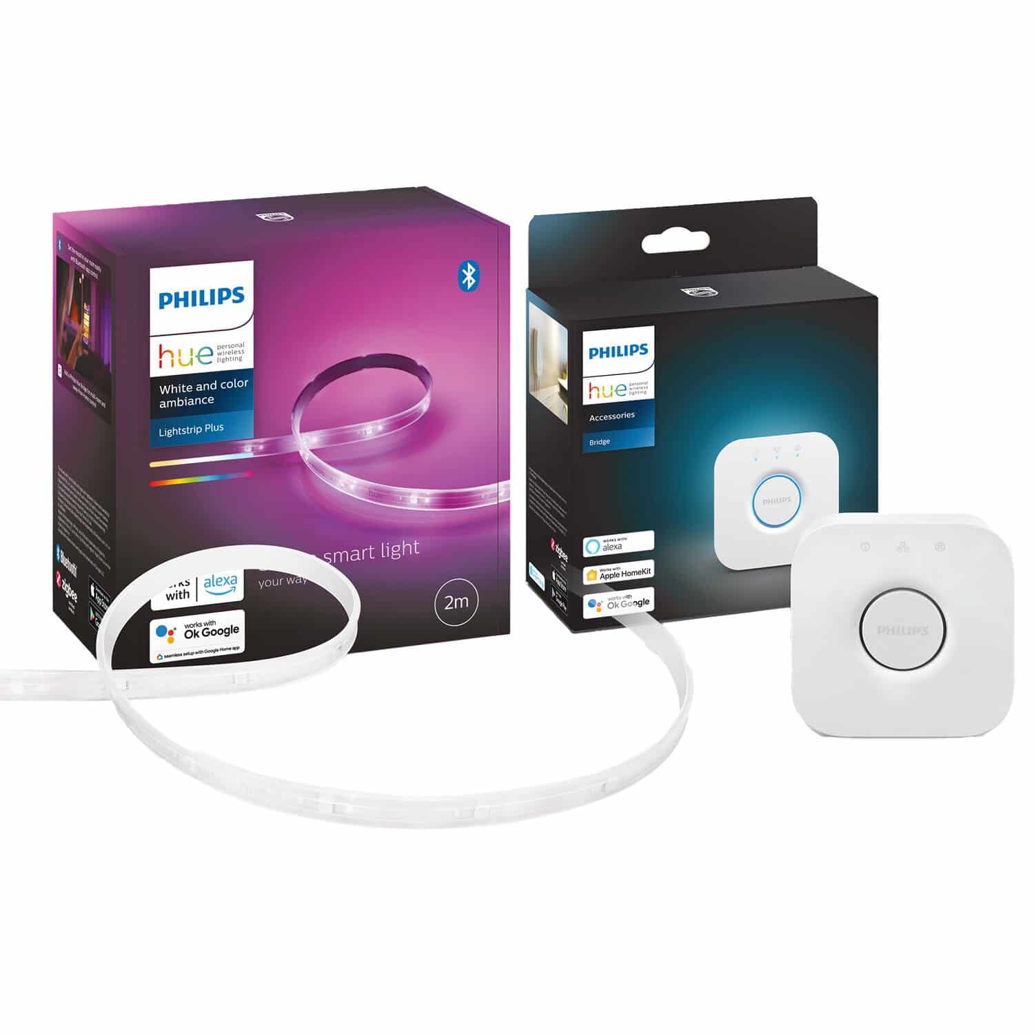 Philips Hue Lightstrip White und Color Ambience LED-Streifen inkl. Hue Bridge