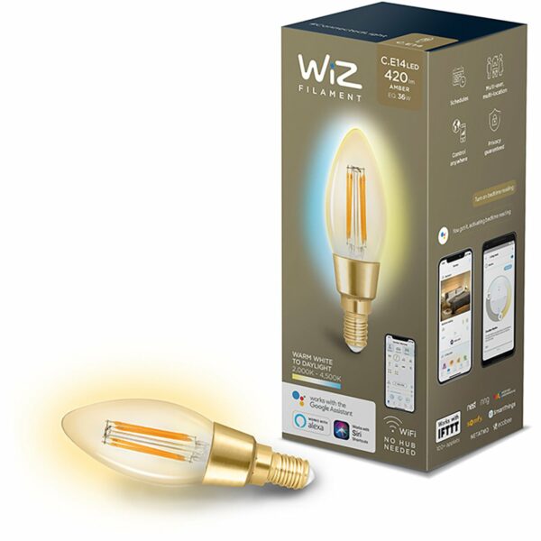 WiZ Smart LED-Leuchtmittel Wifi Filament Amber C35 E14 5