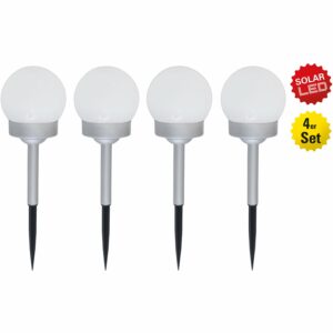 Näve LED-Außenleuchte Kugeln mit Erdspieß 4er-Set 8 Stunden