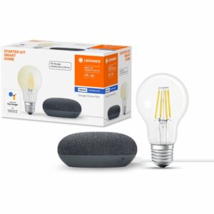 Ledvance Google Home Mini Starter-Set Speaker Schwarz + Filament Leuchtmittel