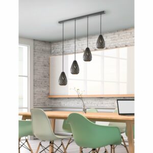 Trio Deckenlampe Onyx Anthrazit 4-flammig E27 Fassung