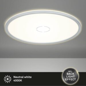 Briloner Ultraflache LED-Deckenleuchte Weiß-Silber