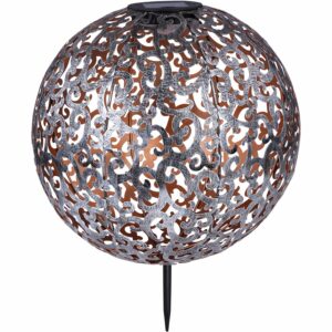 Globo LED-Solaraußenleuchte Kugel Dekogeflecht Silber 40 cm x 28