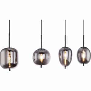 Globo Pendelleuchte Blacky 4-flammig Metall Schwarz Rauchfarben