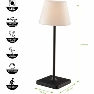 Eco-Light LED-Akku Außentischleuchte Jammin 60 lm 39 x Ø 15 cm Schwarz - Weiß